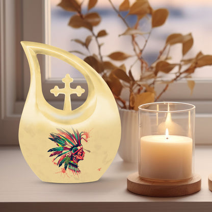 10-inch Native American Cross Drop urn, 