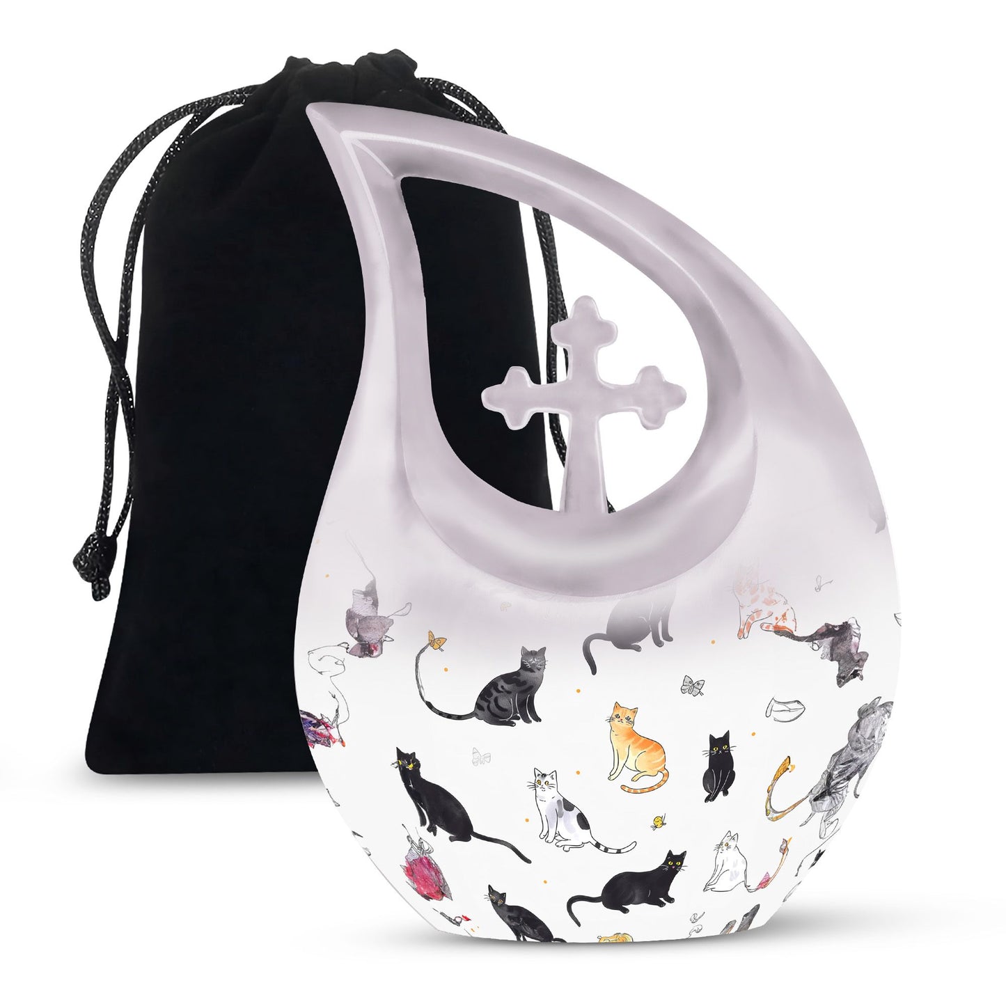 10-inch Paws-themed Cross Drop Funeral Urn 