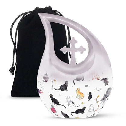 10-inch Paws-themed Cross Drop Funeral Urn 