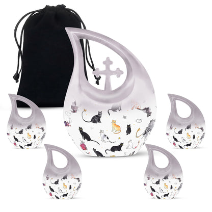 10-inch Paws-themed Cross Drop Funeral Urn 