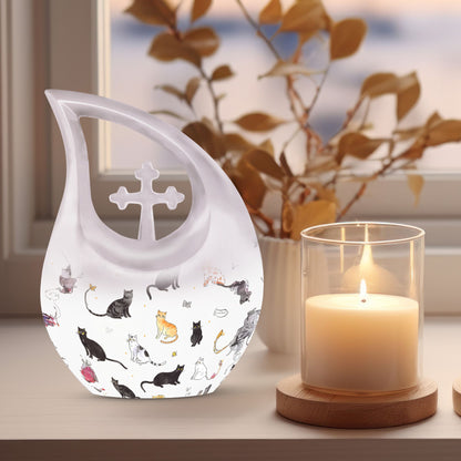 10-inch Paws-themed Cross Drop Funeral Urn 