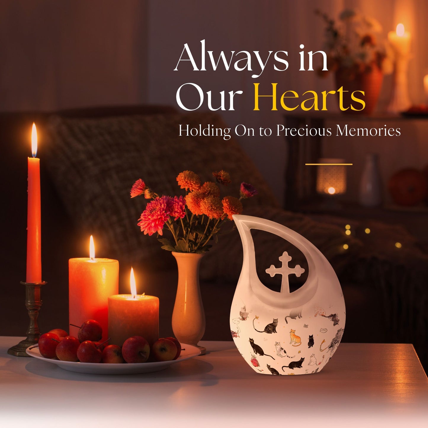 10-inch Paws-themed Cross Drop Funeral Urn 