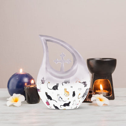 10-inch Paws-themed Cross Drop Funeral Urn 
