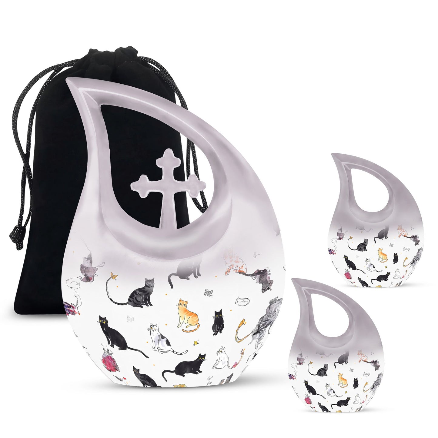 10-inch Paws-themed Cross Drop Funeral Urn 