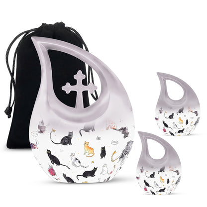 10-inch Paws-themed Cross Drop Funeral Urn 