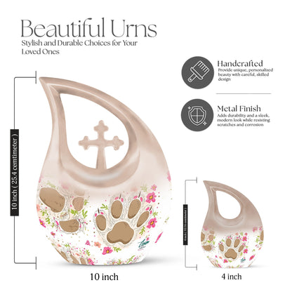 Cross Drop design 10-inch Paws Urn 