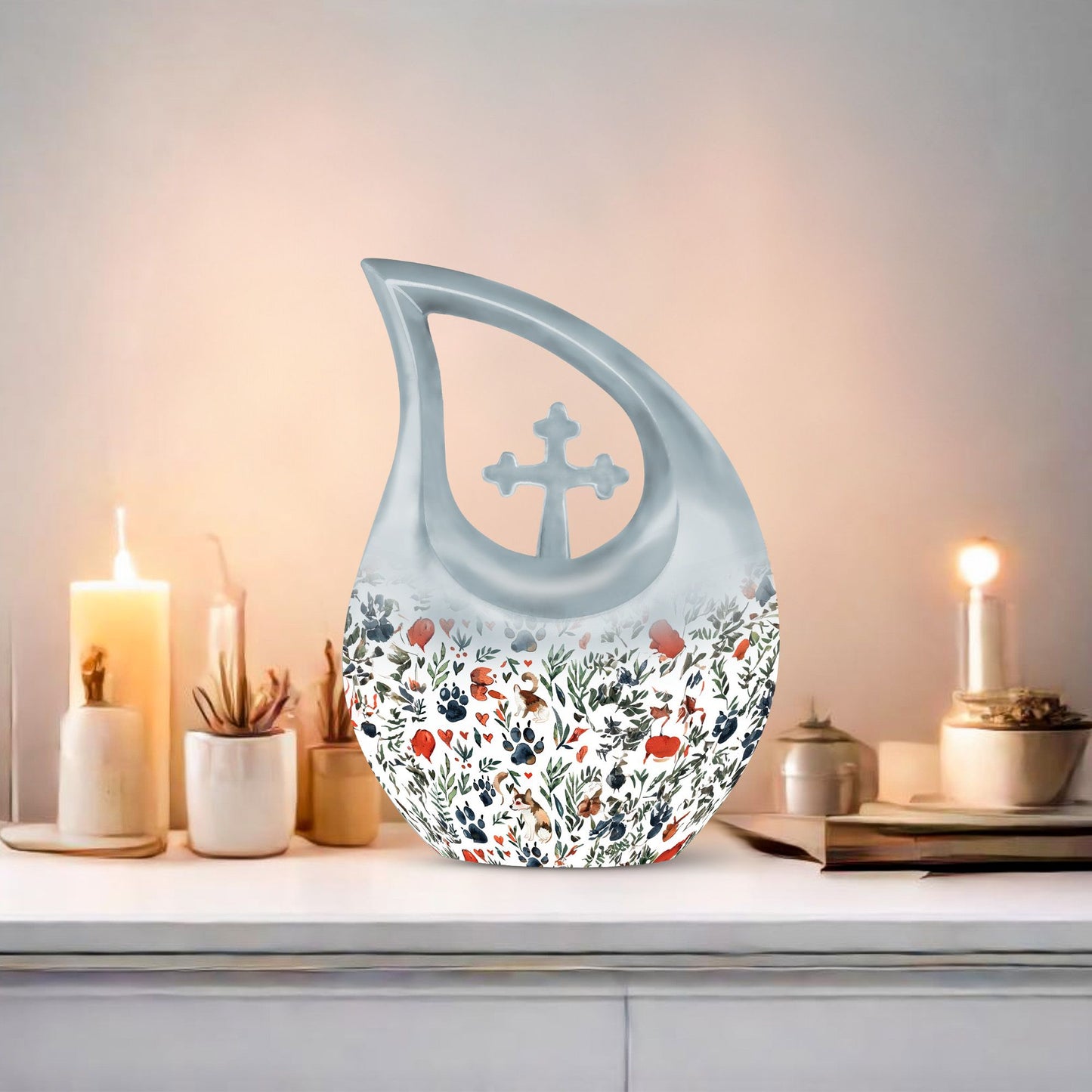 Paws theme Cross Drop large urn, 