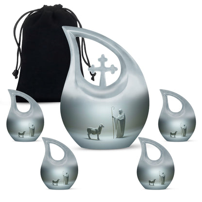 10 Inch Shepherd Themed Cross Drop Cremation Urn 