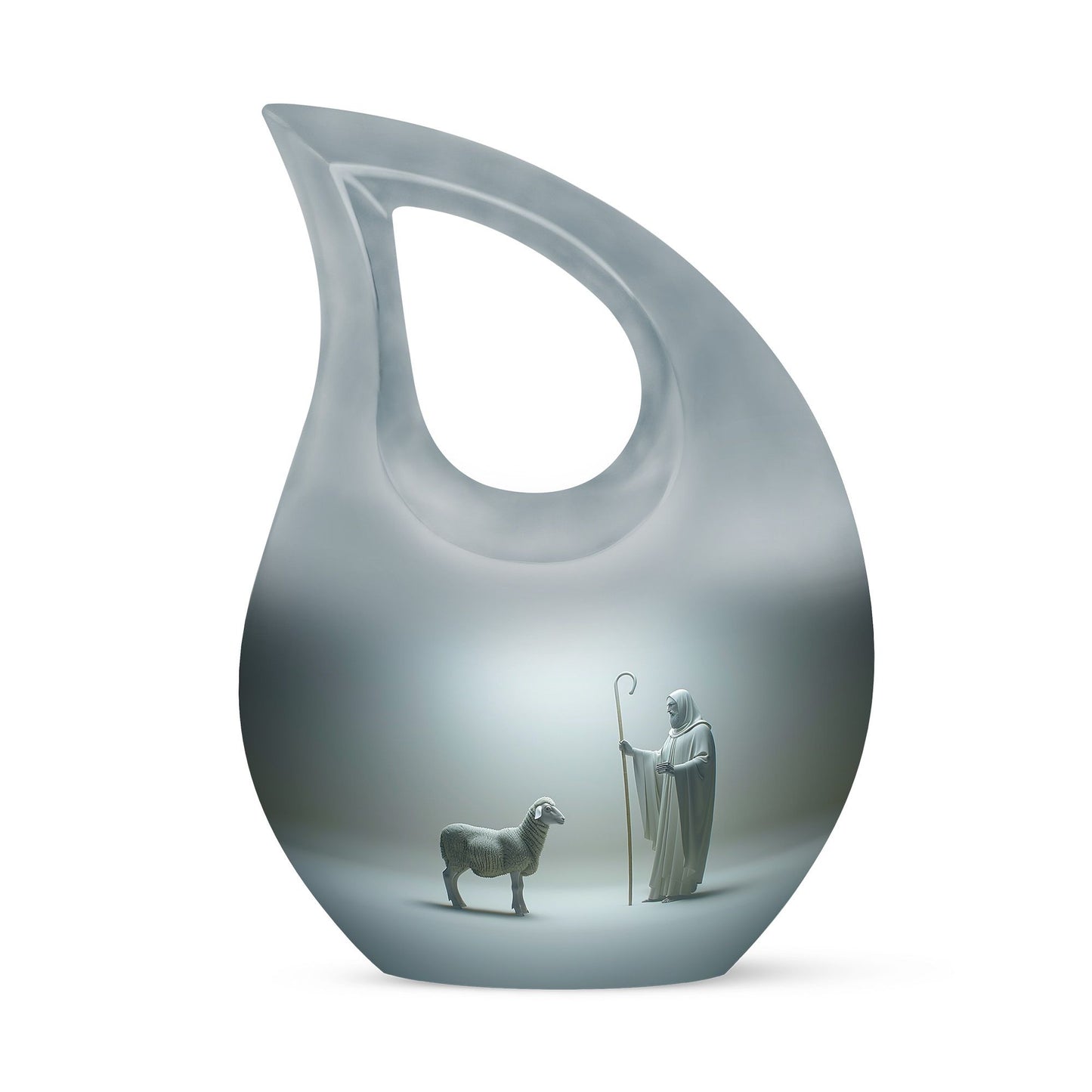 10 Inch Shepherd Themed Cross Drop Cremation Urn 