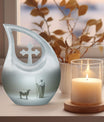 10 Inch Shepherd Themed Cross Drop Cremation Urn 