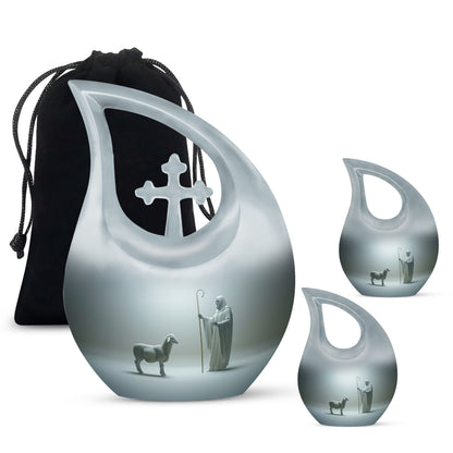 10 Inch Shepherd Themed Cross Drop Cremation Urn 