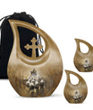 Shepherd-themed 10-inch Cross Drop design cremation urn