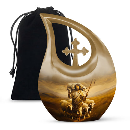 10 Inch Shepherd Themed Cross Drop Cremation Urn