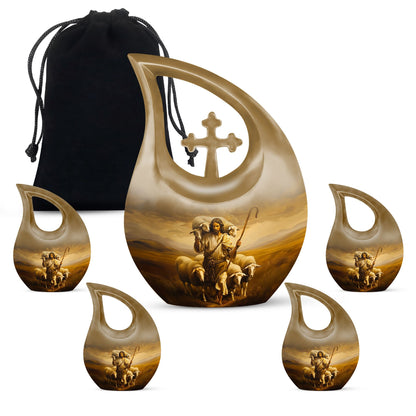 10 Inch Shepherd Themed Cross Drop Cremation Urn