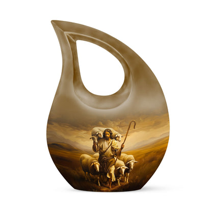 10 Inch Shepherd Themed Cross Drop Cremation Urn