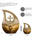 10 Inch Shepherd Themed Cross Drop Cremation Urn