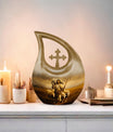 10 Inch Shepherd Themed Cross Drop Cremation Urn