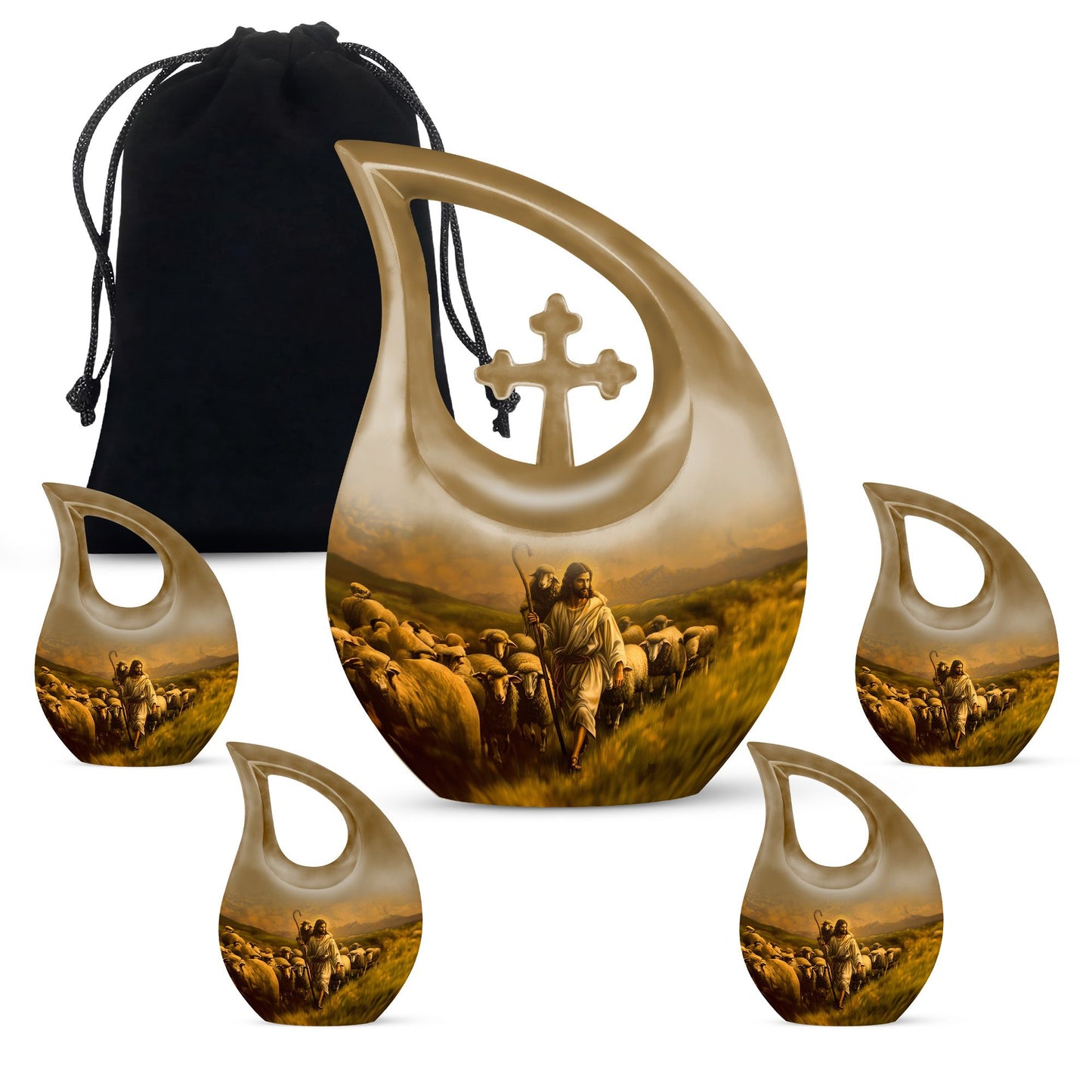 10-inch Shepherd cross drop urn,