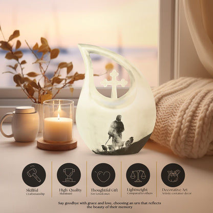 Large Shepherd-themed Memorial Urn 