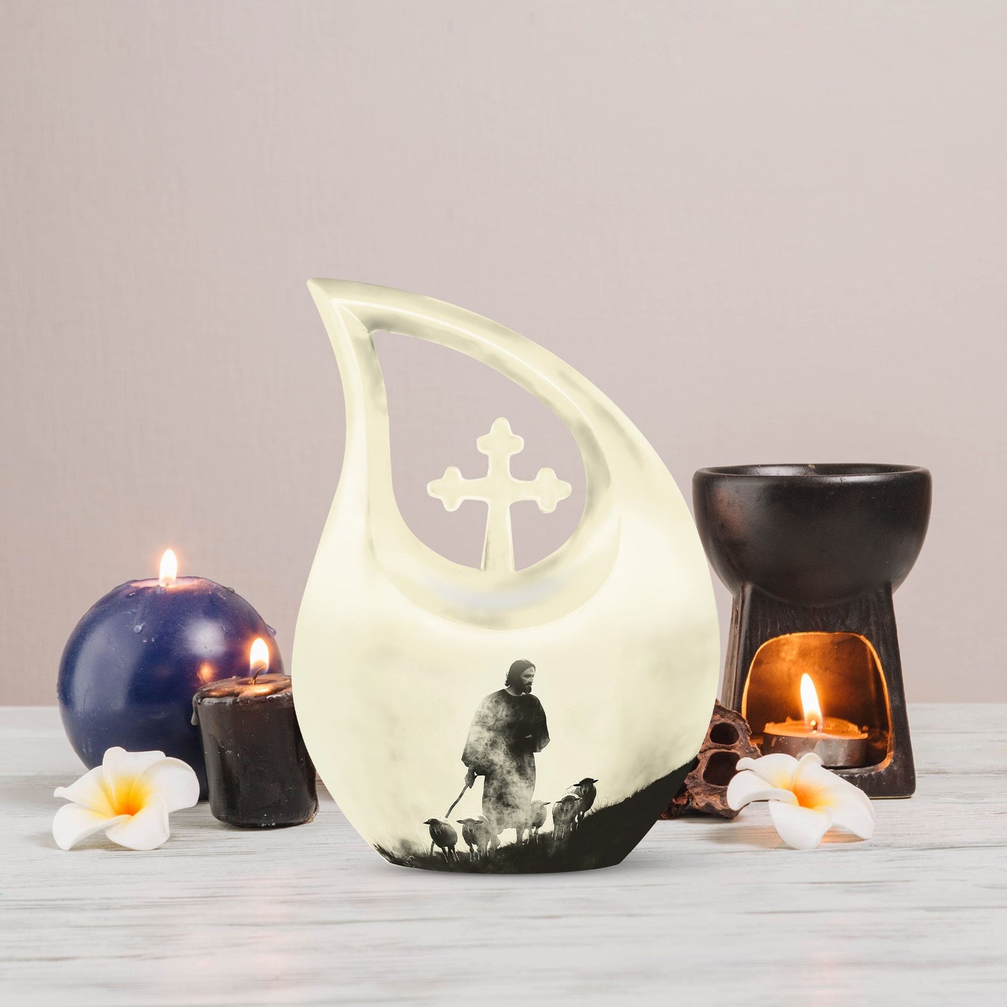 Large Shepherd-themed Memorial Urn 