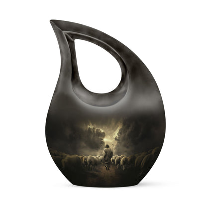 10-inch Shepherd-themed Cross Drop Large Urn 