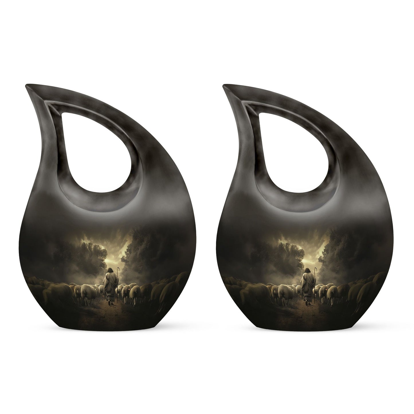 10-inch Shepherd-themed Cross Drop Large Urn 