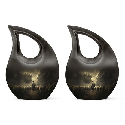 10-inch Shepherd-themed Cross Drop Large Urn 