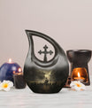 10-inch Shepherd-themed Cross Drop Large Urn 