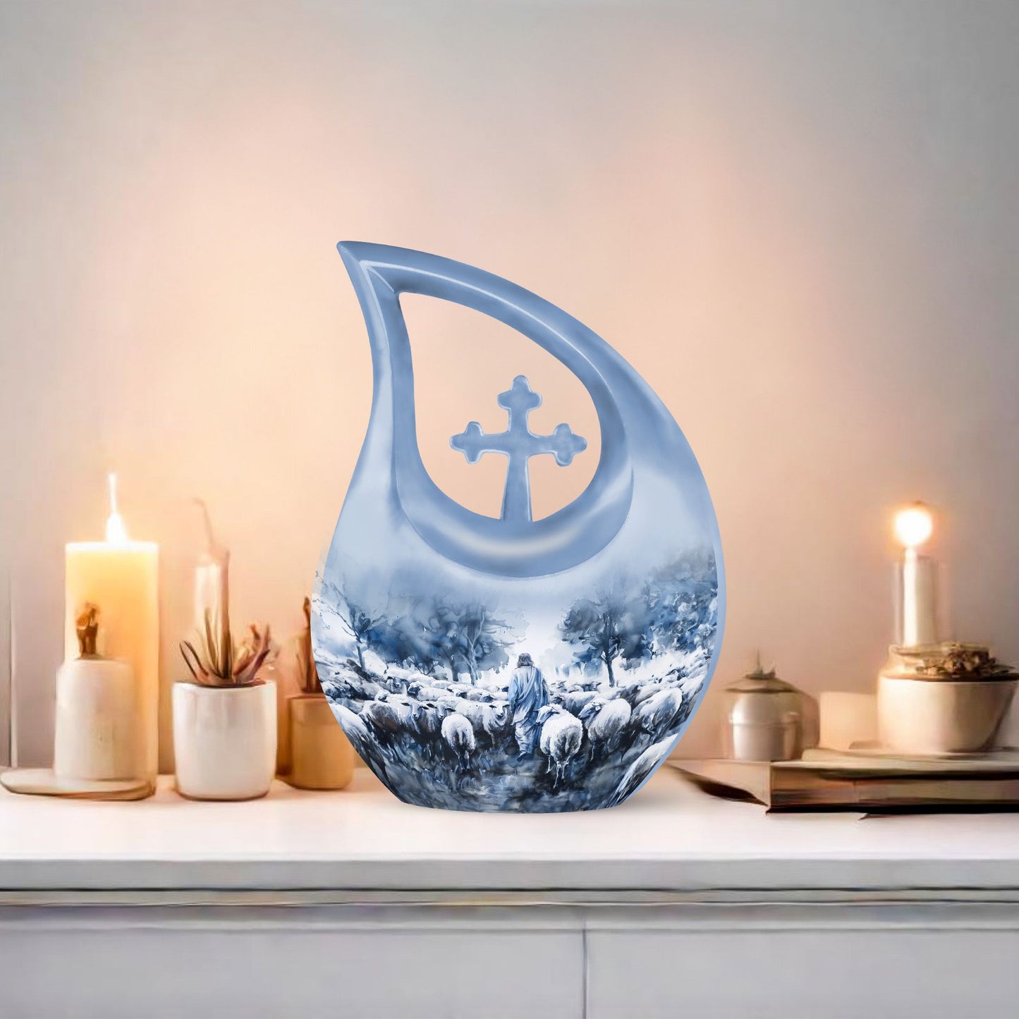 10-inch Shepherd themed urn