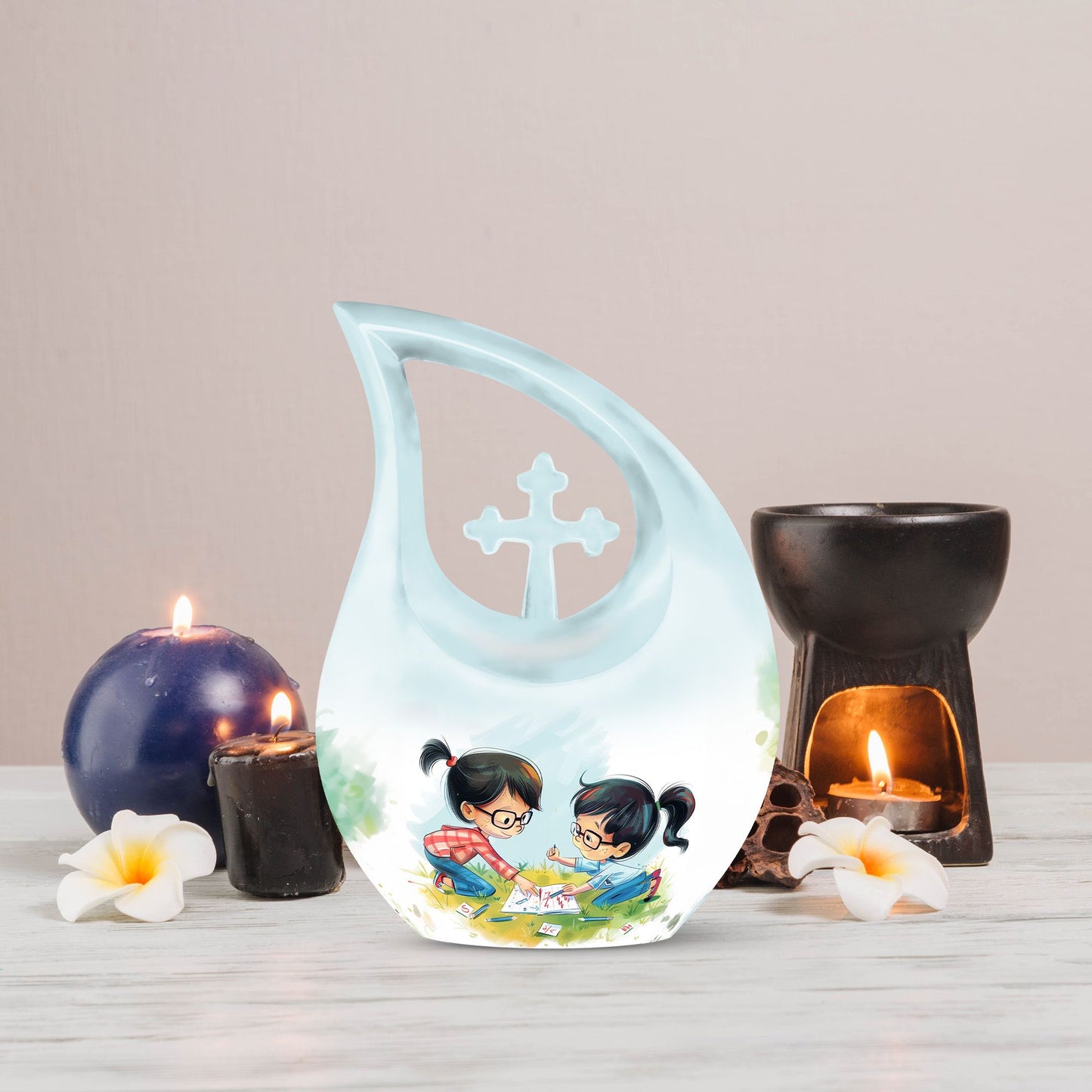 10 inch Brother And Sister Cross Drop designed memorial urn 