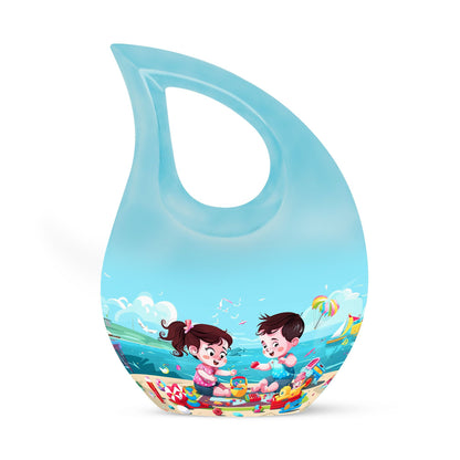 10-inch Brother and Sister themed Cross Drop urn