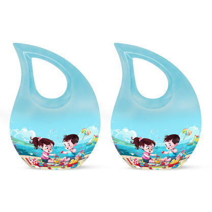 10-inch Brother and Sister themed Cross Drop urn