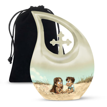 Personalized brother and sister memorial urn