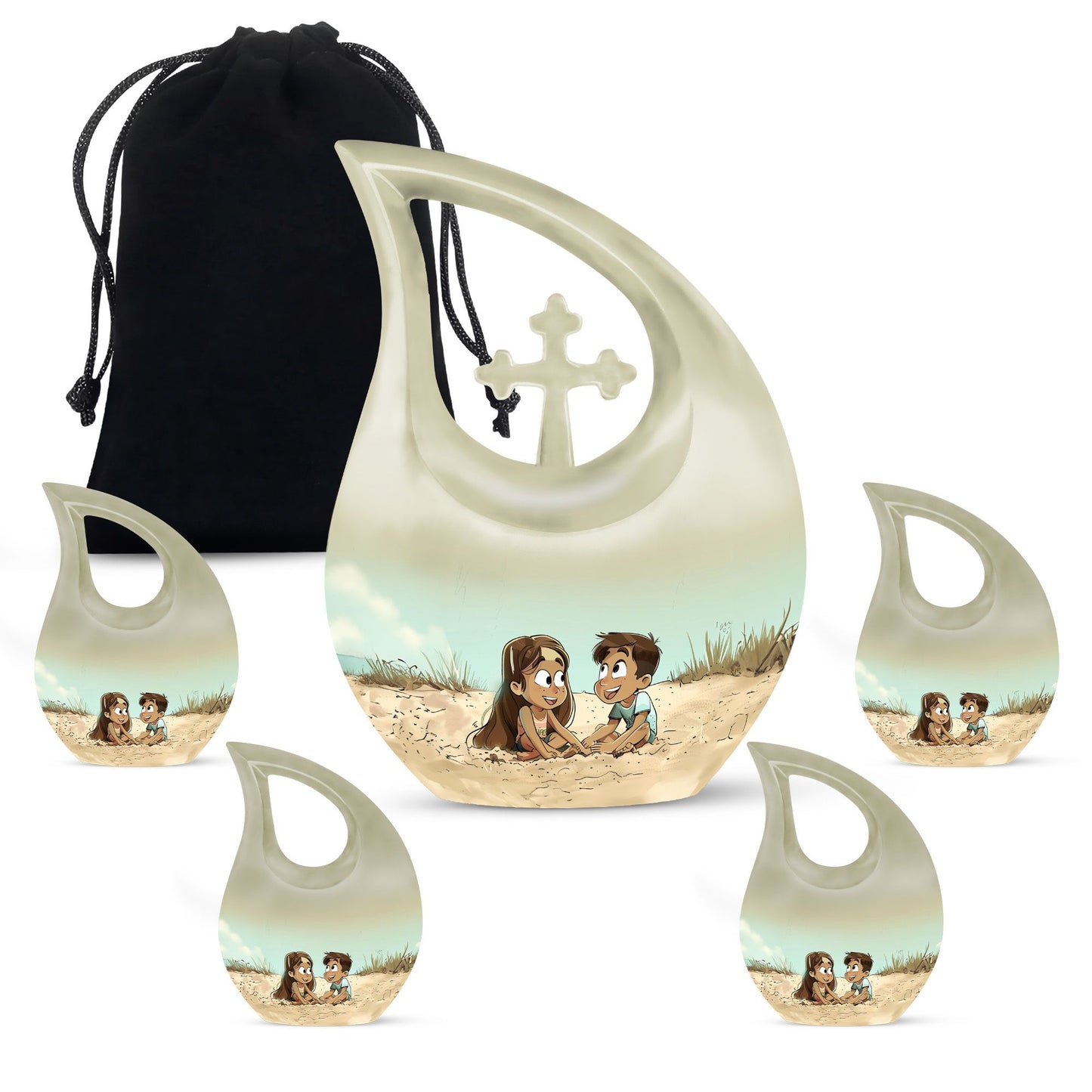 Personalized brother and sister memorial urn