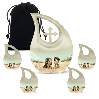 Personalized brother and sister memorial urn