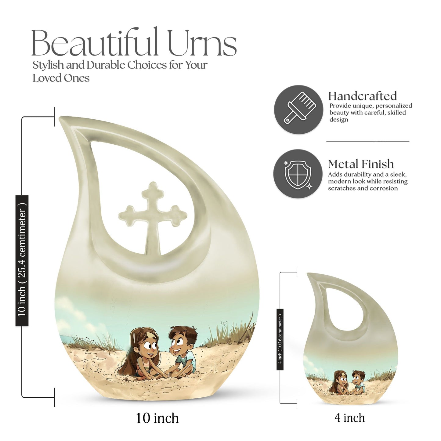 Personalized brother and sister memorial urn