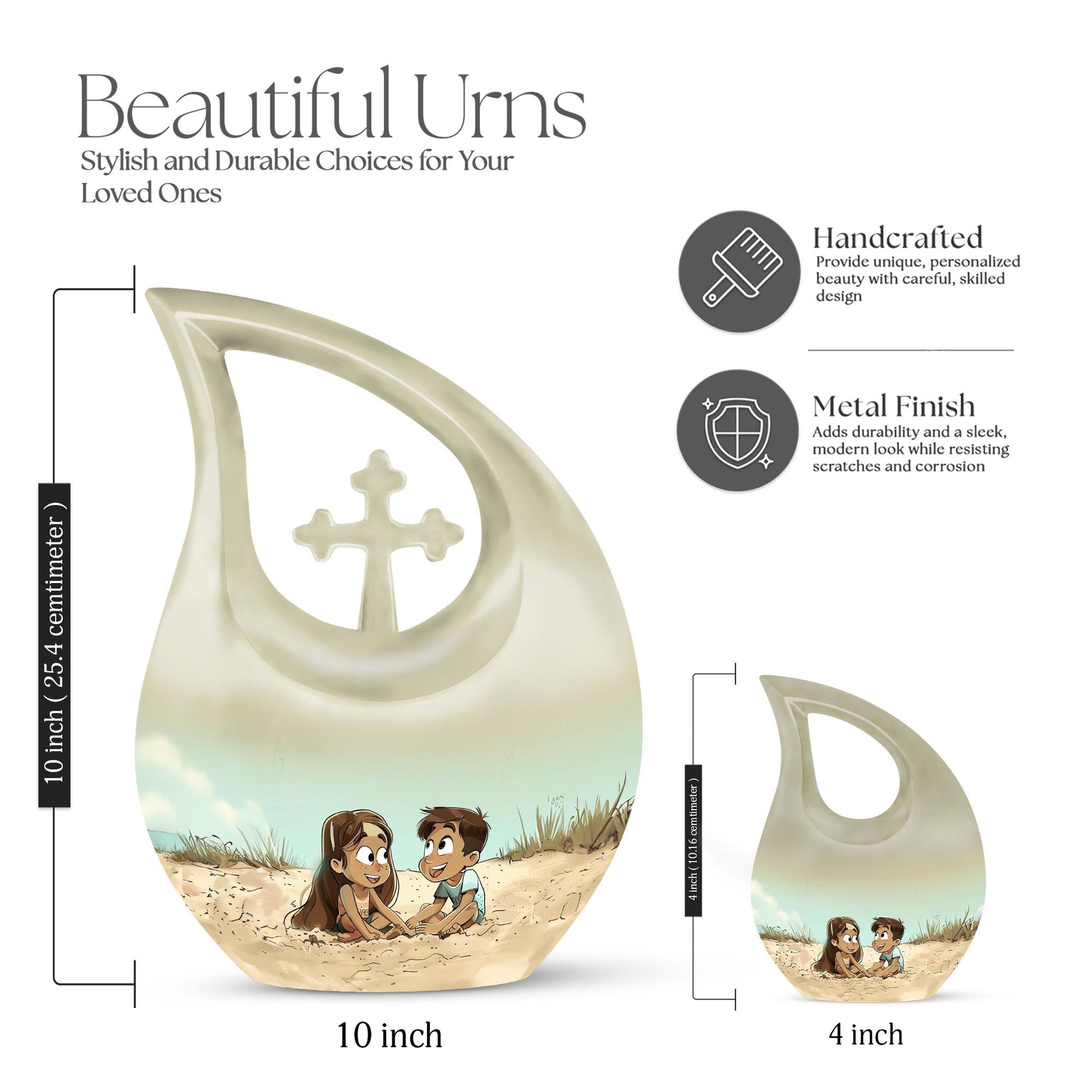 Personalized brother and sister memorial urn