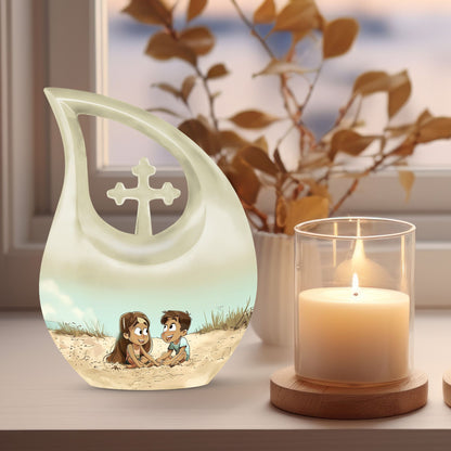 Personalized brother and sister memorial urn
