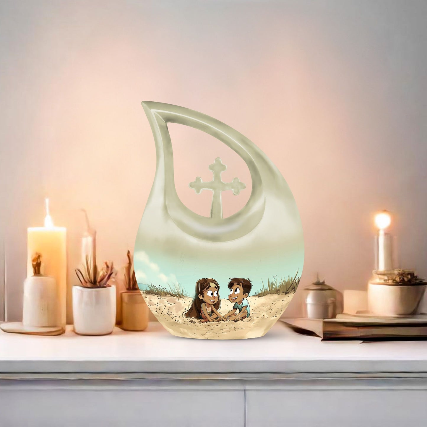 Personalized brother and sister memorial urn