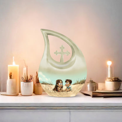 Personalized brother and sister memorial urn