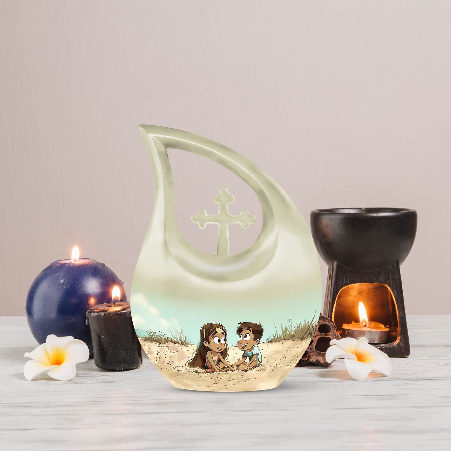 Personalized brother and sister memorial urn