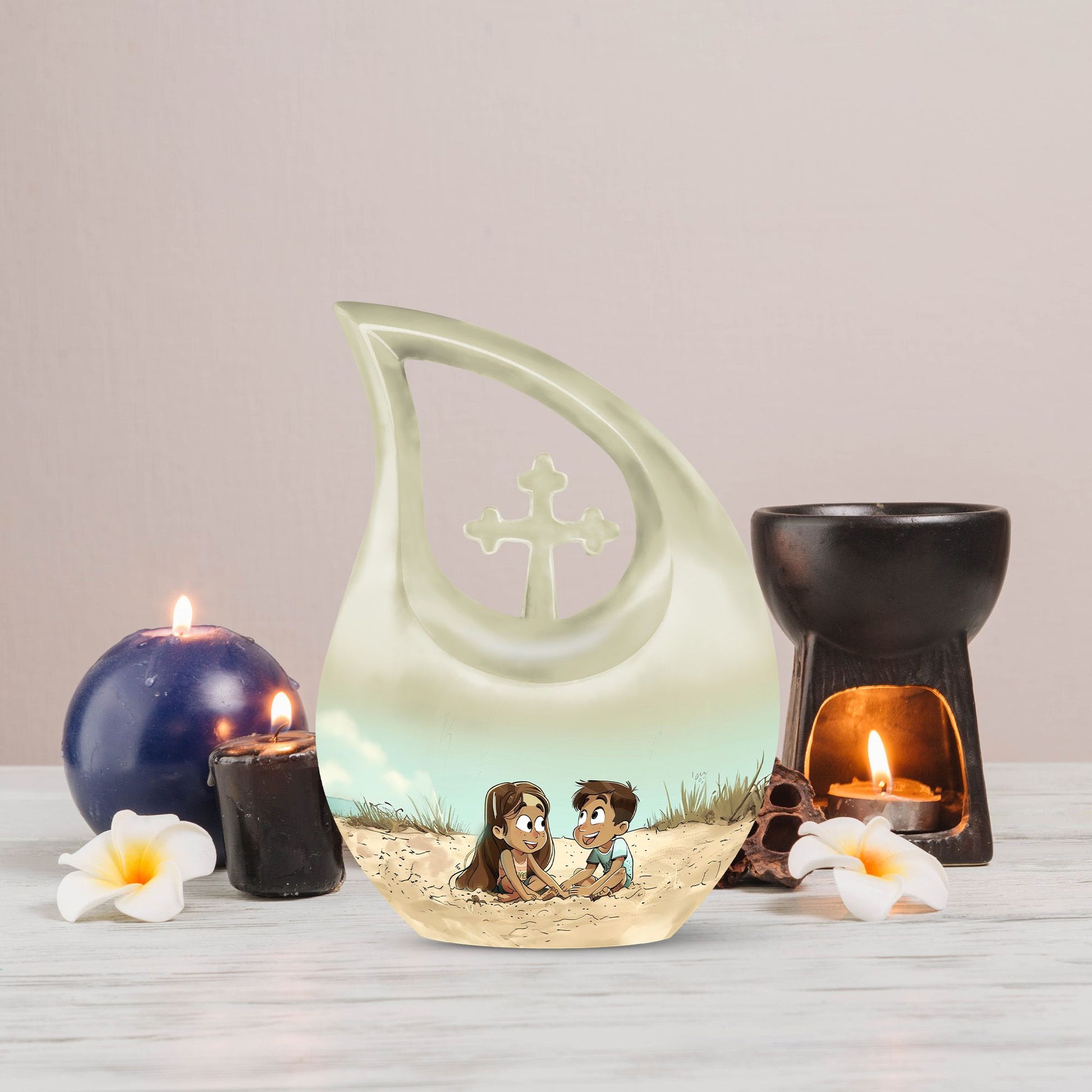 Personalized brother and sister memorial urn