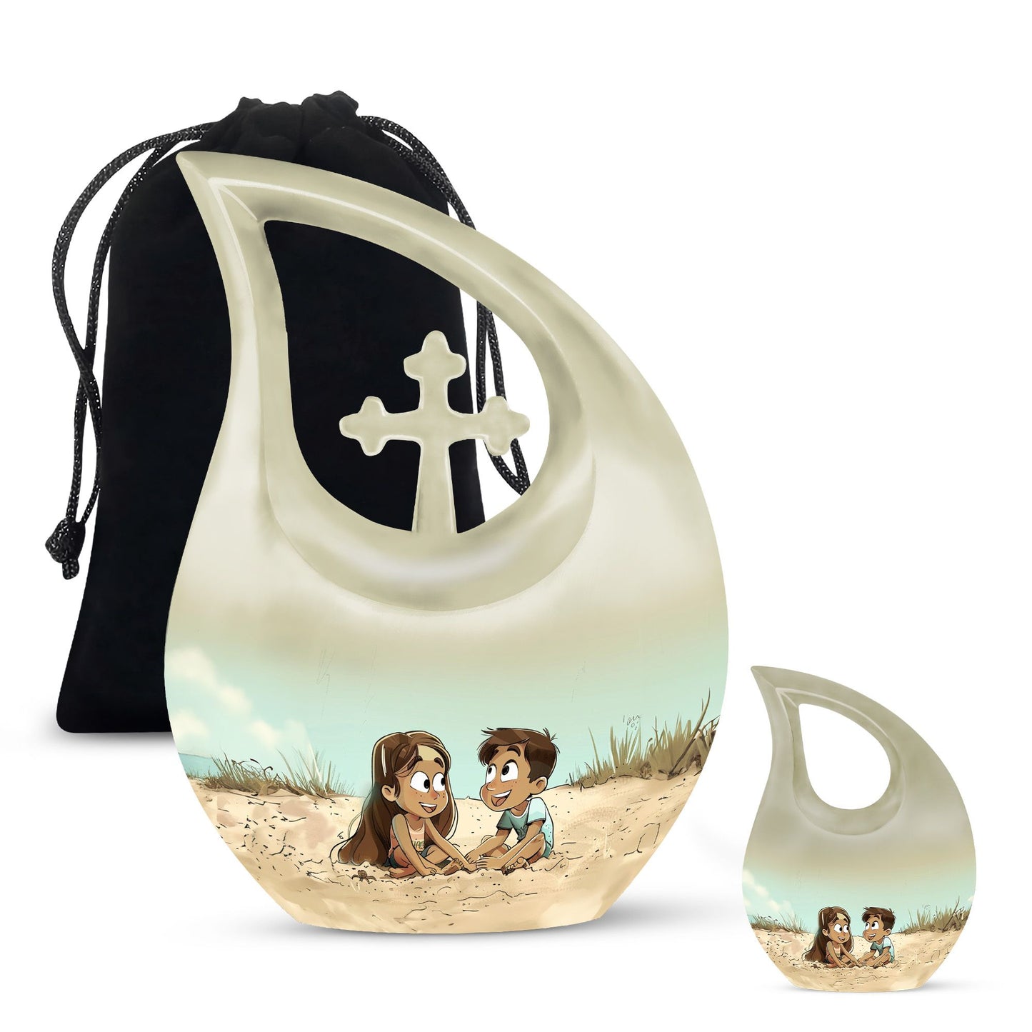 Personalized brother and sister memorial urn