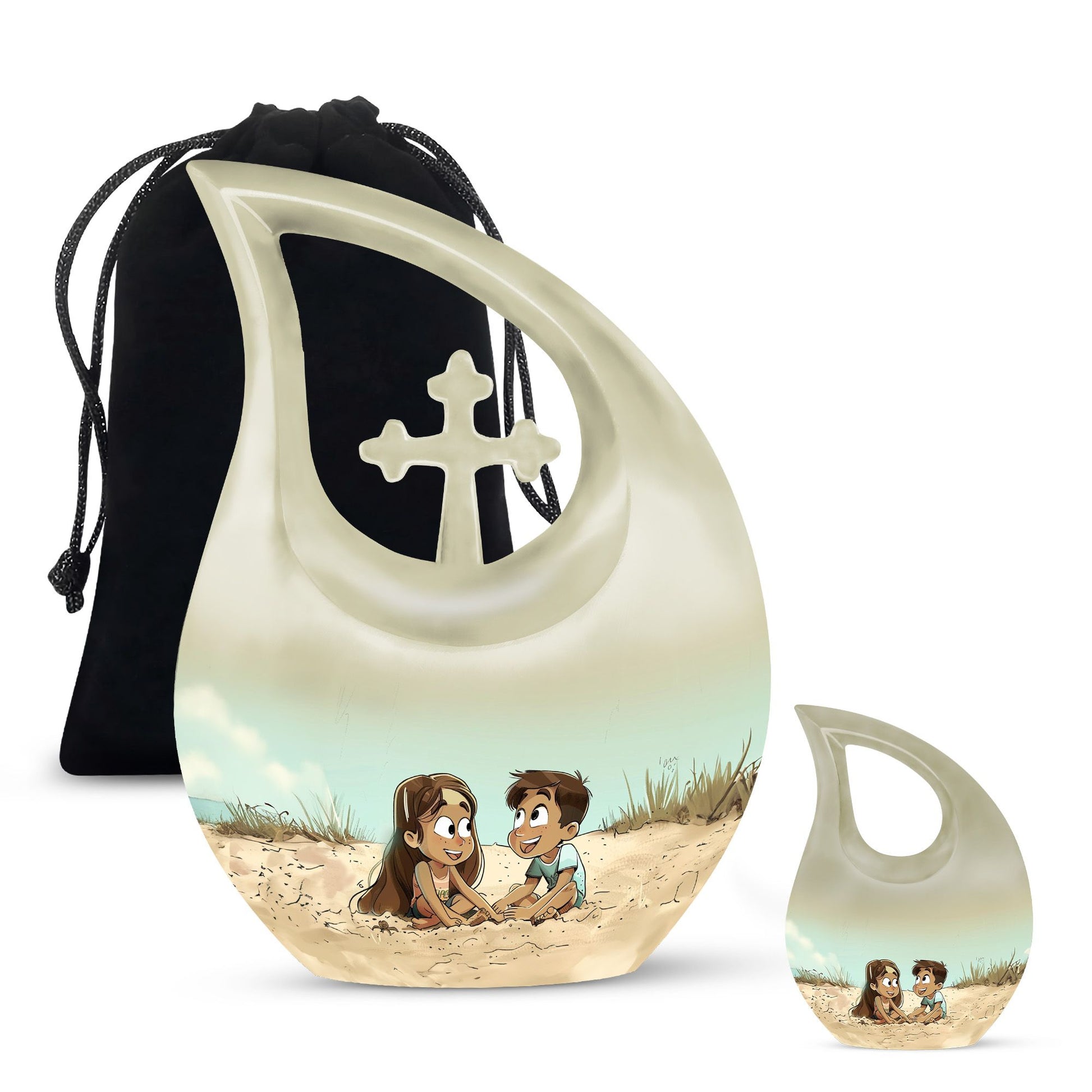Personalized brother and sister memorial urn