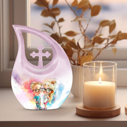 10 Inch Modern Brother And Sister Theme Urn, 