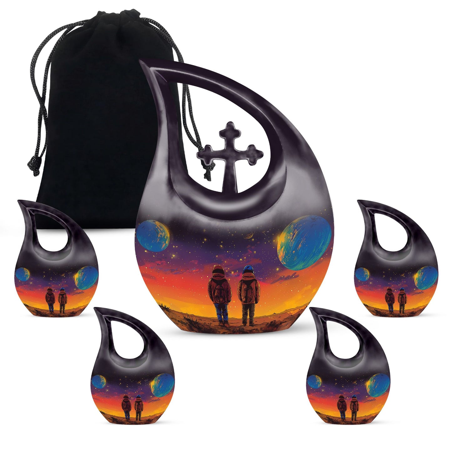 10 Inch Cross Drop Brother And Sister Memorial Urn 
