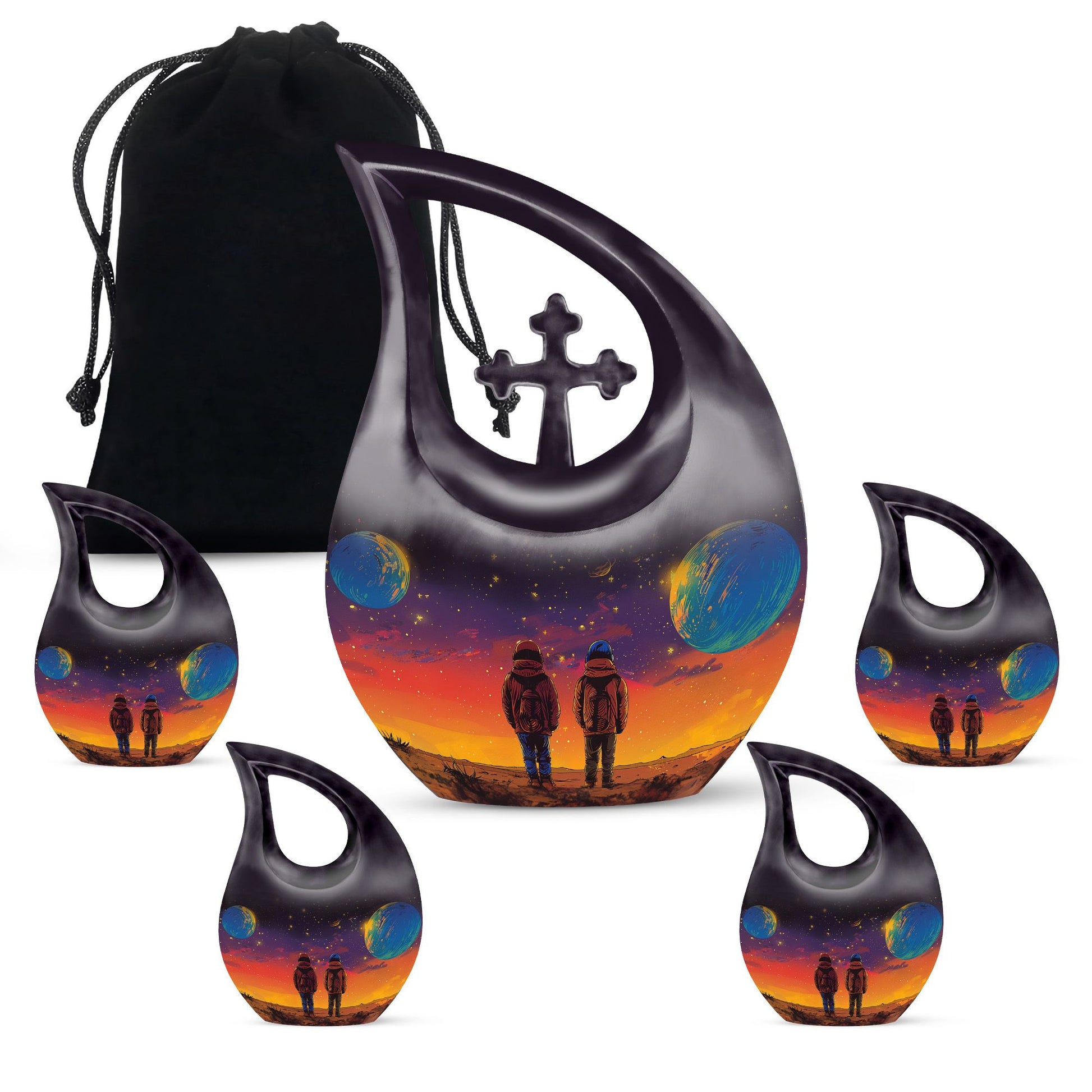 10 Inch Cross Drop Brother And Sister Memorial Urn 