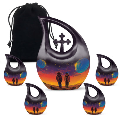 10 Inch Cross Drop Brother And Sister Memorial Urn 