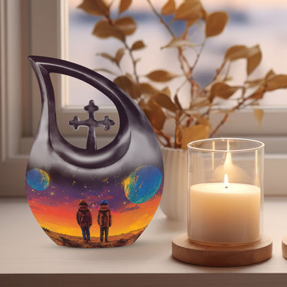10 Inch Cross Drop Brother And Sister Memorial Urn 