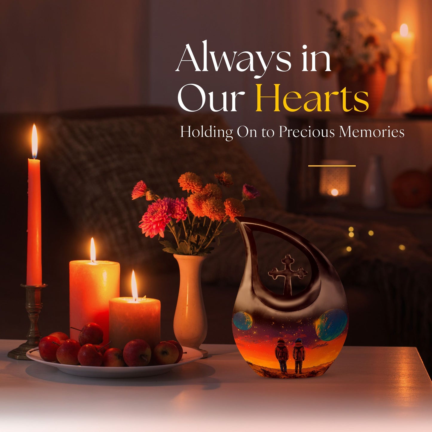 10 Inch Cross Drop Brother And Sister Memorial Urn 